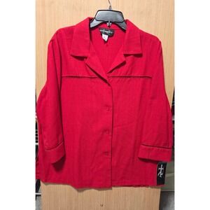 Requirements Sz 18 Ladies Red Button Down Jacket/Blazer Cutout Details‎